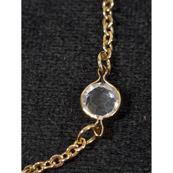 Vintage Gold Tone Clear Lucite Bezel Chain Bracelet Tennis 7 inn - Picture 2 of 6